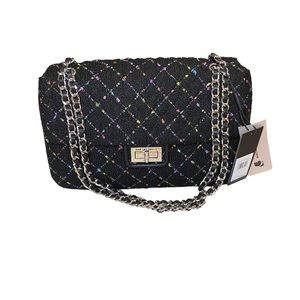 Karl Lagerfeld Black Multi Color Fabric Shoulder Bag